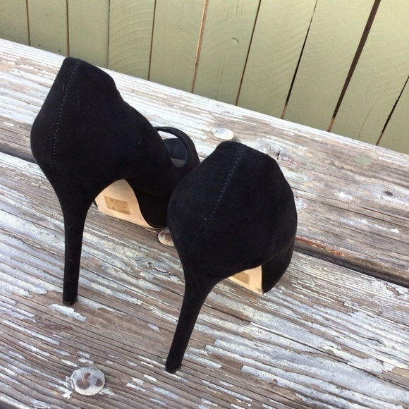 Aldo Black Suede Peep Toe Platf  Stiletto Heels - Picture 7 of 10